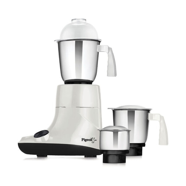 Pigeon Mixer Grinder 550w Powerful Motor with 3 Stainless Steel Jars for Dry Grinding Wet Grinding and Making Chutney Ivory
