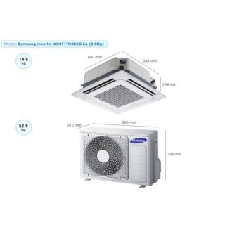 Samsung Ceiling Cassette 24000 BTU Wind Free, Energy Saving, Big Blade, Motion Detect Sensor AC071TN4DKC/EA