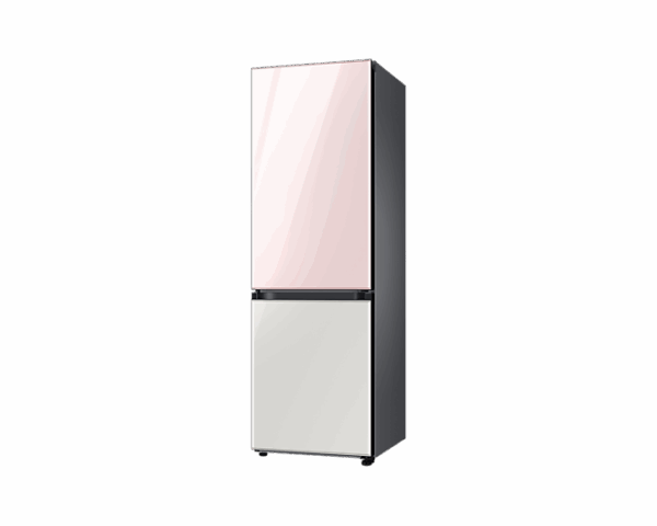 Samsung Refrigerator Glam 339L with Digital Inverter , Flat Design, Bottom Freezer, Bespoke, Metal Cooling, Reversible Door, DIT, LED Lighting Pink and White RB33T307058