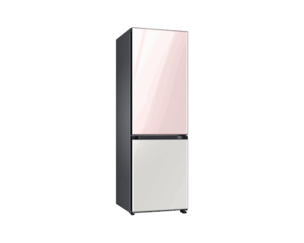Samsung Refrigerator Glam 339L with Digital Inverter , Flat Design, Bottom Freezer, Bespoke, Metal Cooling, Reversible Door, DIT, LED Lighting Pink and White RB33T307058