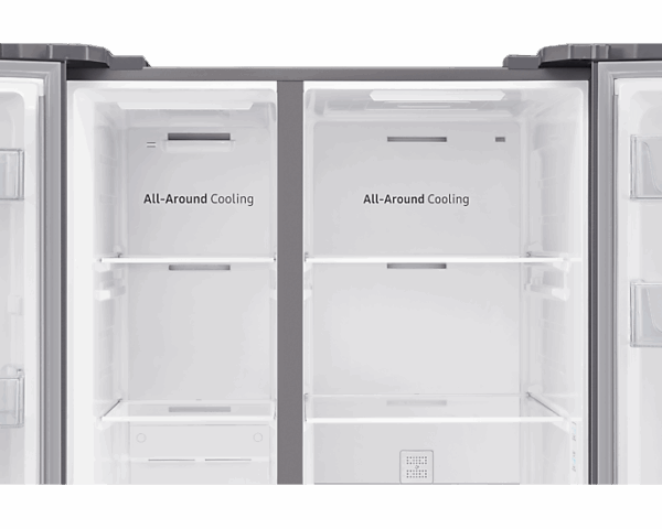 Samsung Refrigerator 655L with Sleek & Seamless Design, Digital Inverter, Side by Side Door, SpaceMax, FlexZone, DIT, Metal Cooling Silver RS62R5005M9