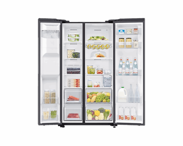Samsung Refrigerator 635L with Sleek & Seamless Design, Side by Side, Digital Inverter, SpaceMax, Non-plumb Dispenser, Auto Ice Maker, Deodorizing Filter Black RS64R5311B4