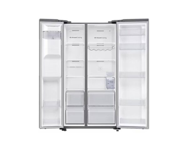 Samsung Refrigerator 617L with Sleek & Seamless Design, Side By Side. SpaceMax, Digital Inverter, Auto Ice Maker, Non-plumb Dispenser Silver RS64R5111M9