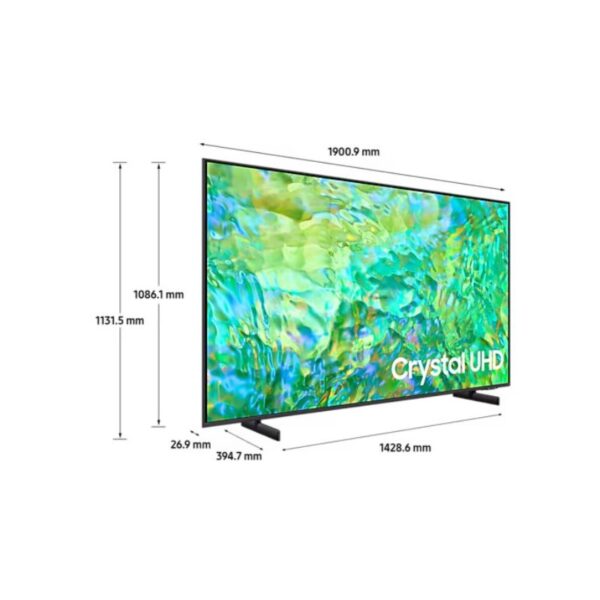 Samsung 85" Crystal UHD 4K Smart TV Series CU8000 with Air Slim Design, OTS Lite, Smart Hub, Q-Symphony, Motion Xcelerator, SolarCell Remote 85CU8000