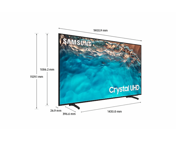 Samsung 85" LED 4K Crystal UHD Smart TV with Air Slim Design, Smart Hub, HDR, Motion Xcelerator, OTS Lite, Solarcell Remote 85BU8000