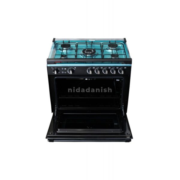 Delta Gas Cookers 80x55cm Gas Oven & Grill 5 Gas Burner Black Silver Steel DGC50B