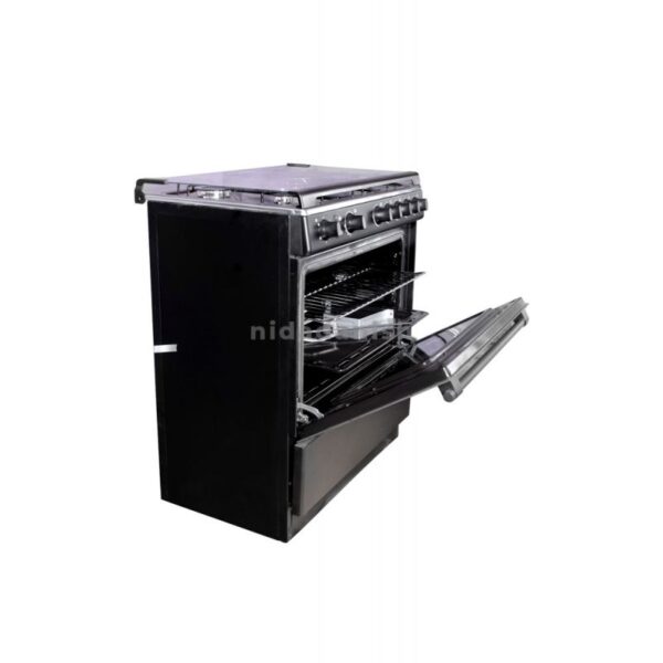 Delta Gas Cookers 80x55cm Gas Oven & Grill 5 Gas Burner Black Silver Steel DGC50B
