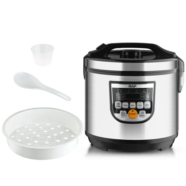 RAF Rice Cooker 5L 900W, Multi Function Menu, Constant Temperature, 24 Hour Timer, Fry, Heat, Steam, Bake & Stew R.178
