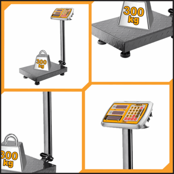 Ingco Rechargeable Digital Platform Scale 300kg with LED Display, 50g Graduation HESA33003