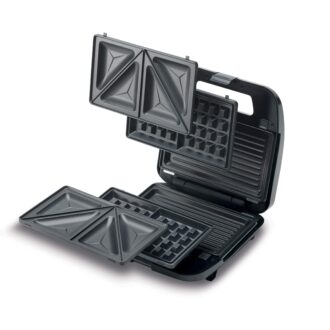 Kenwood Sandwich Maker 3 In 1 Sandwich Grill/Griddle Waffle 3 Sets of Non Stick Multifunctional Plates for Grilling Toasted Sandwiches and Waffles SMM02.000SI