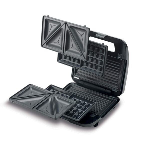 Kenwood Sandwich Maker 3 In 1 Sandwich Grill/Griddle Waffle 3 Sets of Non Stick Multifunctional Plates for Grilling Toasted Sandwiches and Waffles SMM02.000SI