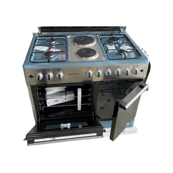 Westpoint Cooker 90 x 60 4 Gas Burners 2 Electric Plate Electric Oven + Gas Compartment Inox WCER9642E8XBO