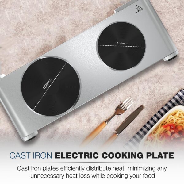 Nikai Double Hot Plate - Twin Cooktop 2500W Power Adjustable Thermostat Overheat Pro