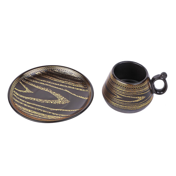 Nadstar Porcelain Cup & Saucer Golden Print Tea Coffee Cups 0031-1/2