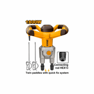 Ingco Electric Paint Mixer 1600W with 2pcs Mixing Pads 1 Set Extra Carbon Brushes MX218008