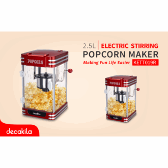 Decakila Popcorn Maker 310W Kettle 2.5 oZ Rolling Stirrer Non-stick Surface Detachable Plate Easy Washing KETT019R