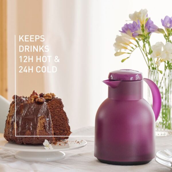 Tefal Samba Jug 1 Liter Aubergine Isothermal Jug Translucent Vacuum Flask Plastic-Polypropylenex (PP) Glass Liner K3035312