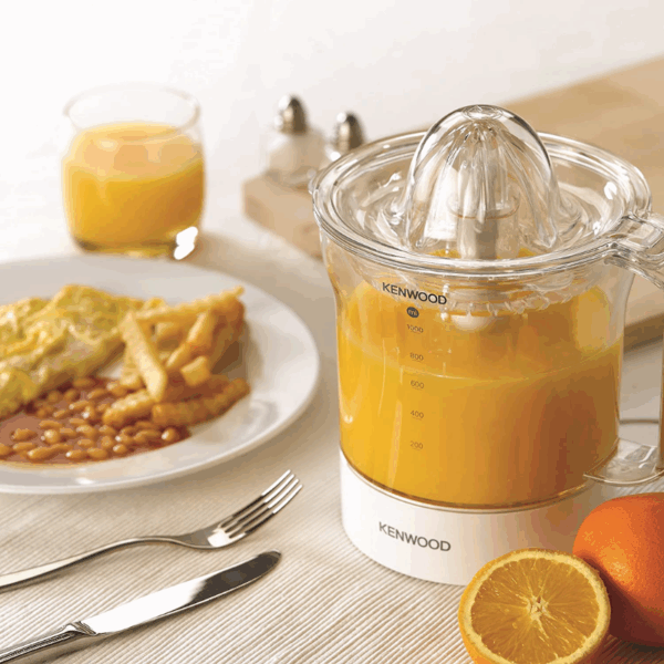 Kenwood Citrus Juicer 40W Juice Extractor with 1L Transparent Juice Jug Dust Cover 2 Way Rotation Cord Storage for Home Office Restaurant & Cafeteria JE280A