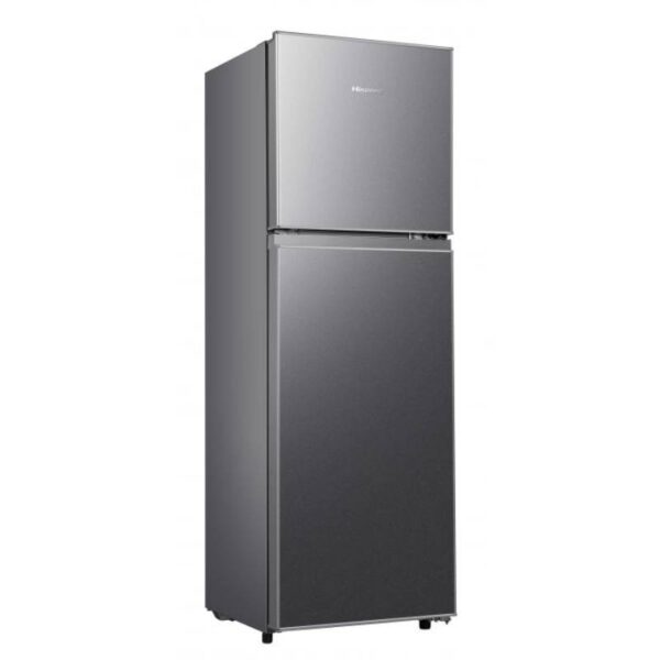 Hisense Refrigerator 154L Double Door, Top Freezer, Energy Class A, LED Lighting, Reversible Door, Tempered Glass, Titanium Silver H225TTS