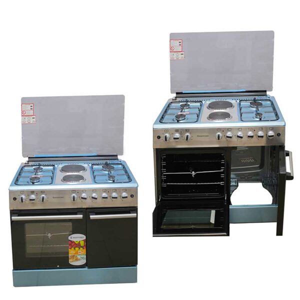 Westpoint Cooker 90 x 60 4 Gas Burners 2 Electric Plate Electric Oven + Gas Compartment Inox WCER9642E8XBO