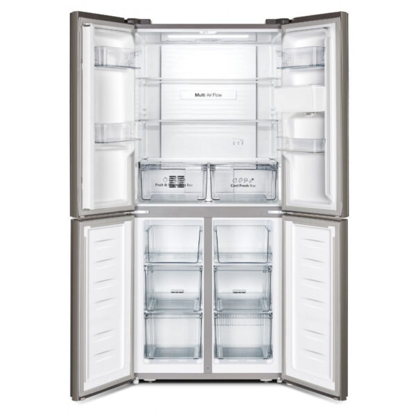 Hisense Refrigerator 392L 4 Cross Door with Water Dispenser, Total No Frost, Super Wide Space, LED Lighting, Multi Air Flow Technology H520FI-WD
