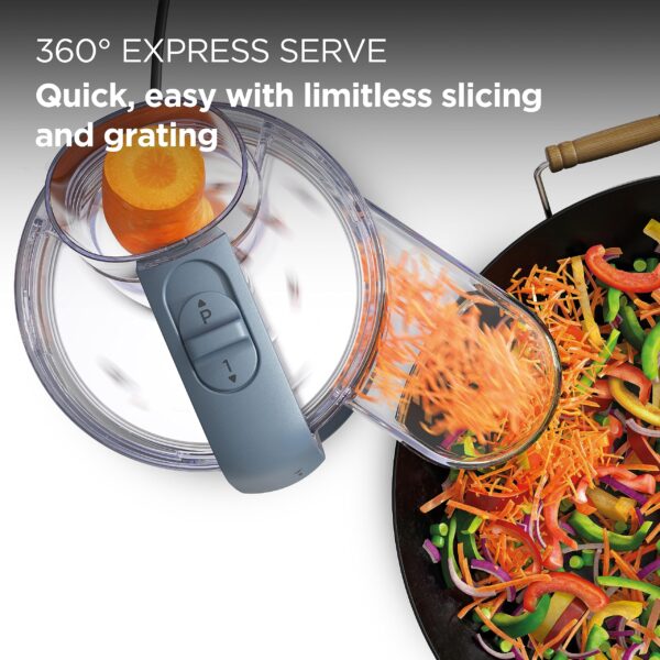 Kenwood Food Processor 650W MultiPro Go Chopping Slicing Grating Pureeing and Kneading Dough with Express Serve 1.3L Bowl Knife blade 4mm Slicing/Grating Disk FDP22.130GY