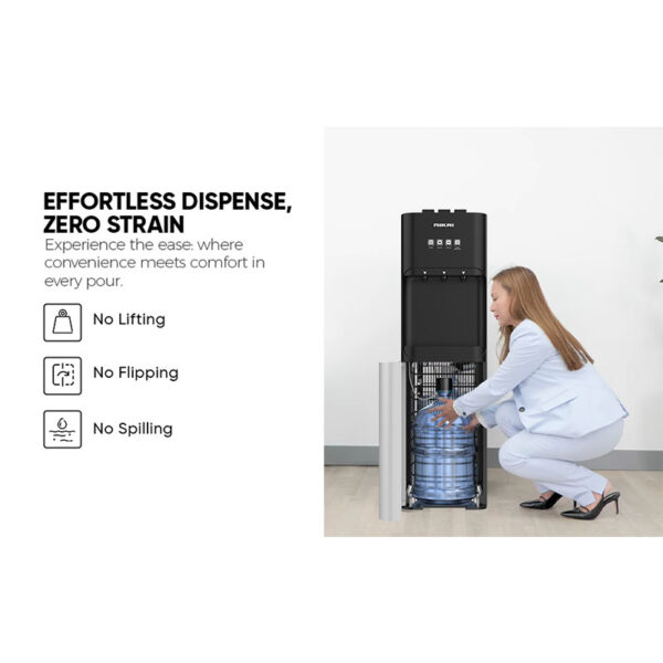 Nikai Water Dispenser 3 Tap/Faucet Bottom Loading Water Dispenser Instant Hot/Cold/Room Temperature Water Dispenser Child Safety Lock Stainless Steel Reservoir Ideal for Home and Office Silver/Black - NWD4000BS