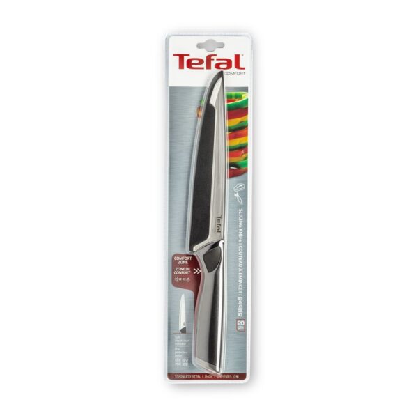 Tefal Comfort Slicing Knife 20cm Ideal For Slicing & Chopping All Types of Food High Performance Stainless Steel K2213704