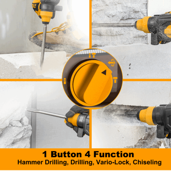 Ingco Cordless Rotary Hammer Lithium-ion 20V with Brushless Motor, Integrated LED Work Light CRHLI202081