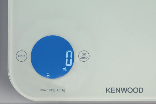 Kenwood Digital Kitchen Scale With 6 Weighing Units 3mm Tempered Glass Touch Control 3 Aaa Batteries Tare/Zero Function Auto Shut-Off White1G-8Kg Capacity WEP50.000WH
