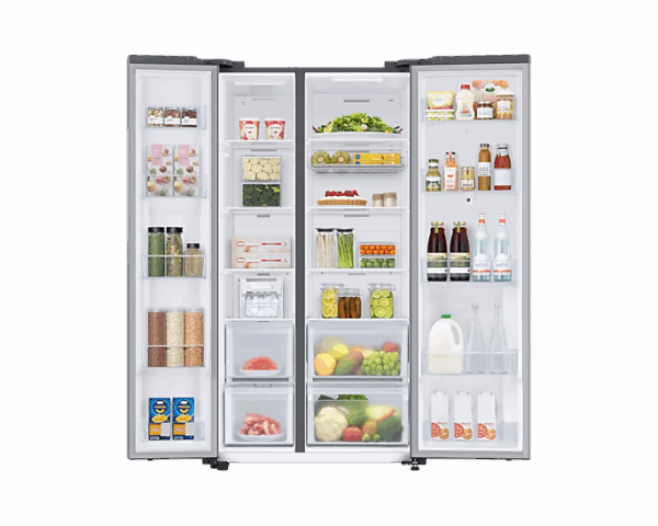 Samsung Refrigerator 635L with Sleek & Seamless Design, Side by Side, Digital Inverter, SpaceMax, DIT, Non-Plumb Dispenser, Auto Ice Maker Mirror Black RS64R53112A