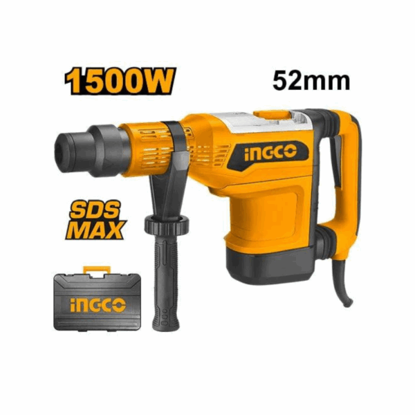 Ingco Rotary Hammer 1500W 52mm SDS MAX Chuck & Anti-Vibration System with Hammer Lock Function RH1500528
