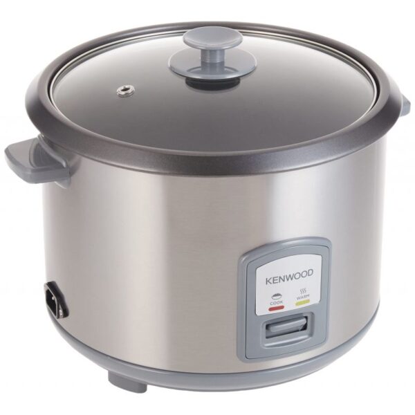 Kenwood 2-in-1 Rice Cooker 2.8L 16-Cups Rice with Food Steamer Basket Non-Stick Cooking Pot Temepered Glass Lid Warm/Cook Lights Spatula Holder Detachable Cord RCM71.000SS