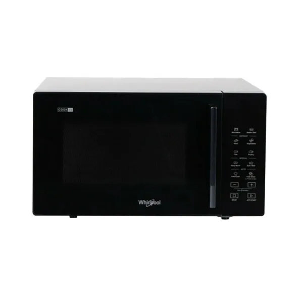 whirlpool Microwave Magic cook Pro Solo 25L LED Digital Microwave With Push Button Door Grill Function 60-Mins Timer 5-Microwave Power Levels & Defrost Function 900W - Black - (MWP-25GE)