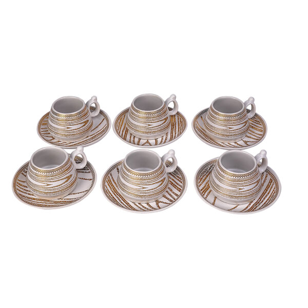 Nadstar Porcelain Cup & Saucer Golden Print Tea Coffee Cups 0031-1/2