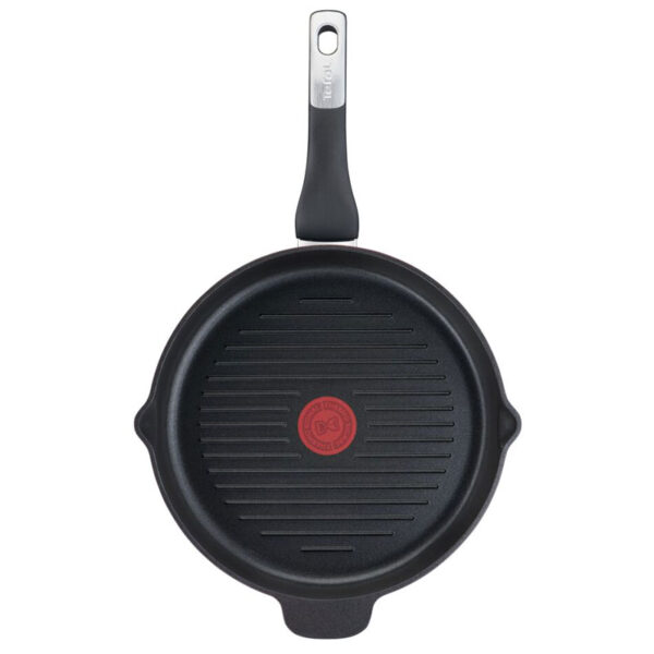 Tefal Unlimited Grill Pan 26x26CM Titanium Non Stick Anti Scratch Safe Non Stick G6 Unlimited Round Grillpan With Pouring Edge Frying Pan Black Cast Aluminum E2294074