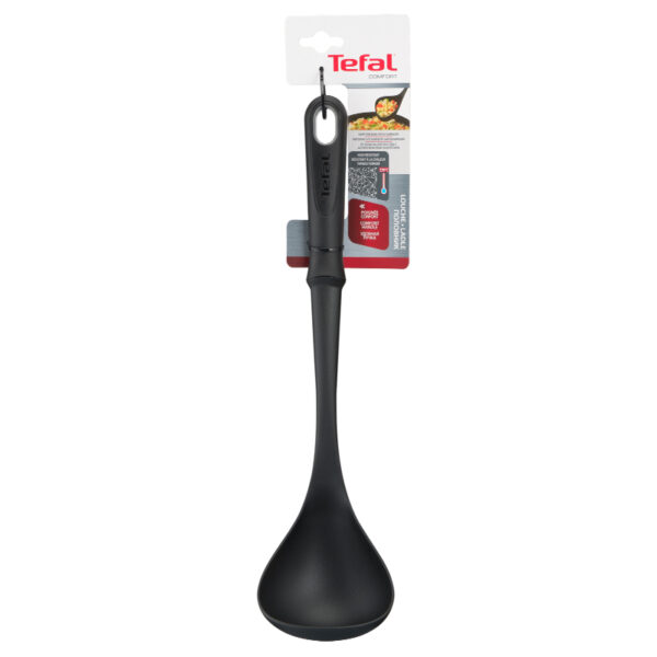 Tefal Comfort Ladle High-Heat Resistance Scratch-Free for Cookware Dishwasher-Safe Ergonomic Design Black Plastic K1290214