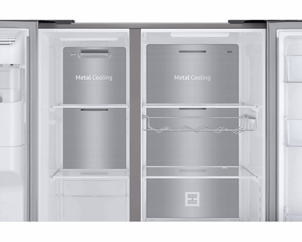 Samsung Refrigerator 602L with Sleek & Seamless Design, Side By Side, Digital Inverter, SpaceMax, FlexZone, Metal Cooling, Slim Indoor IceMaker, Silver RS65R5691M9