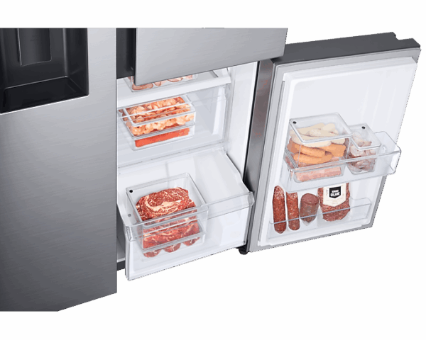 Samsung Refrigerator 602L with Sleek & Seamless Design, Side By Side, Digital Inverter, SpaceMax, FlexZone, Metal Cooling, Slim Indoor IceMaker, Silver RS65R5691M9
