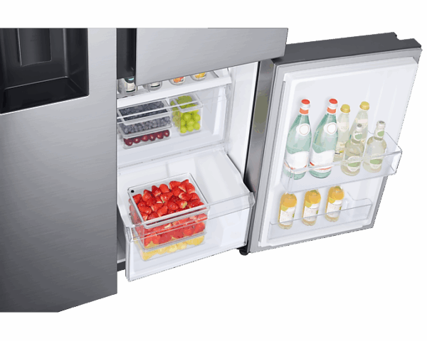 Samsung Refrigerator 602L with Sleek & Seamless Design, Side By Side, Digital Inverter, SpaceMax, FlexZone, Metal Cooling, Slim Indoor IceMaker, Silver RS65R5691M9