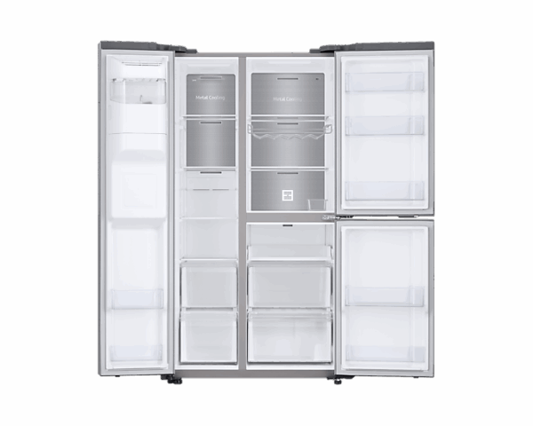 Samsung Refrigerator 602L with Sleek & Seamless Design, Side By Side, Digital Inverter, SpaceMax, FlexZone, Metal Cooling, Slim Indoor IceMaker, Silver RS65R5691M9