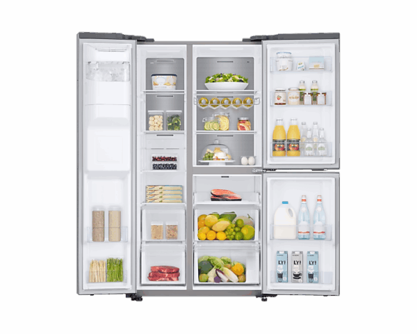 Samsung Refrigerator 602L with Sleek & Seamless Design, Side By Side, Digital Inverter, SpaceMax, FlexZone, Metal Cooling, Slim Indoor IceMaker, Silver RS65R5691M9