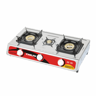 Nikai Gas Cooker 3 Burner Stainless Steel Gas Burner with Auto Ignition System Blue Flame with High Efficiency Stainless Steel Body Full Safety Features NG845