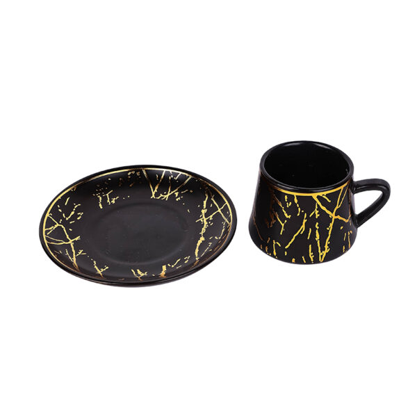 Nadstar Porcelain Cup & Saucer Golden Print Tea Coffee Cups 0030-1/2