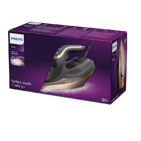 Philips Steam Iron Azur 3000W 350ml, 260g Turbo Steam Boost, No Burns, 80g Continuous Steam, Auto Shut-off, Black 8000 Series DST8041