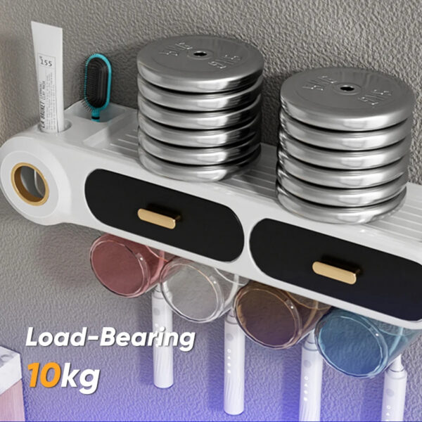 Generic Toothbrush Holder Set Toothbrush Storage Rack Automatic Toothpaste Squeezer Dispenser All-in-One Bathroom Accessories