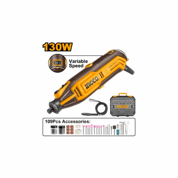 Ingco Mini Grinder 130W with 1pcs Flexible Shaft & 109pcs Accessories MG13328