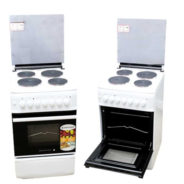 Westpoint Cooker 50x55 4 Electric Plates Electric Oven with Grill Glass Lid WCER5504E0