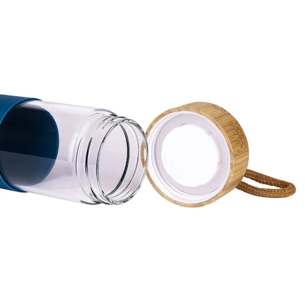 Glass Bottle 650ML Water Bottle Reusable Bottle with Bamboo Lid & Cover 9113-650