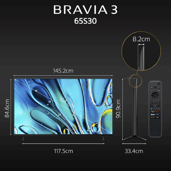 Sony Bravia 65" LED UHD 4K Smart Google TV with 4K HDR Processor X1™, Motionflow™ XR, TRILUMINOS PRO, Airplay K-65S30E51